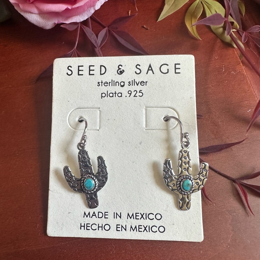 Seed & Sage Sterling Silver  925 Cactus Earrings